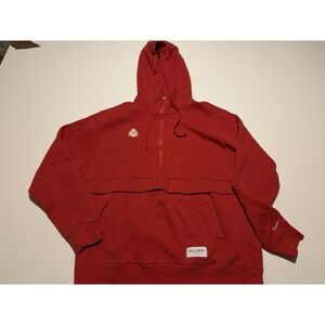 Men's Nike Ohio State Buckeyes Nike Campus 1/4 Zip Hooded Pullover SZ XL Red
